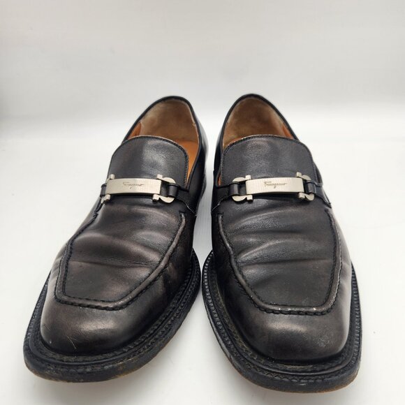 Made in Italy Salvatore Ferragamo Mens Black Leather Loafers Size 7D - Picture 6 of 7
